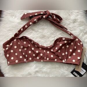 Reformation Cream and Brown Bikini Top
